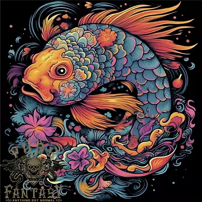 Psychedelic Koi Carp Fish Mens Cotton T-Shirt Tee Top • £10.75