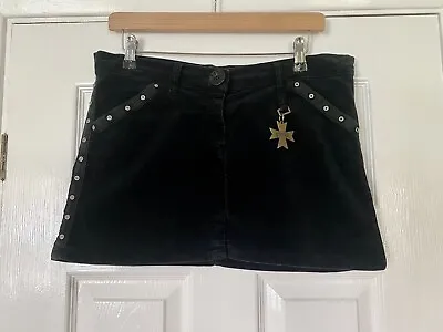 Y2K Mini Skirt Black Fake London Genius 30”waist VGC Rare Find • £9.99