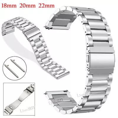 Stainless Steel Metal Bracelet Replacement Watch Band Strap Double Locking Clap • $7.50