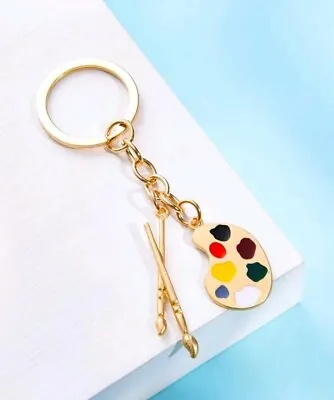 £3.50 • Buy Paint Pallet & Brush Craft Charm Keyring/ Keychain , COLOURFUL AND FUNKY,  GIFT