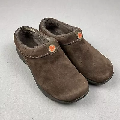 Merrell Primo Chill Womens Slip On Women's Size 6.5 Brown Suede Faux Fur Lined • $14.99