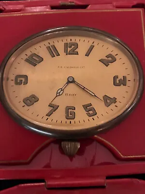 J.E. Caldwell & Co. 8 Day Travel Clock In Red Leather Case (Luminous Hands)Works • $379.37