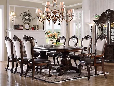 7pc Traditional Dining Set Table W Extension Leaf Arm Chairs Side Chairs PU Seat • $2125