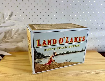 VINTAGE METAL LAND O' LAKES RECIPE MAIDEN BUTTER TIN BOX ~ Rare Version • $39