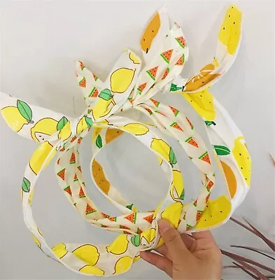 $8.50 • Buy Girl Kid Children Fruit Pony Wire Bunny Ear Bow Hair Head Band Headband Bandana