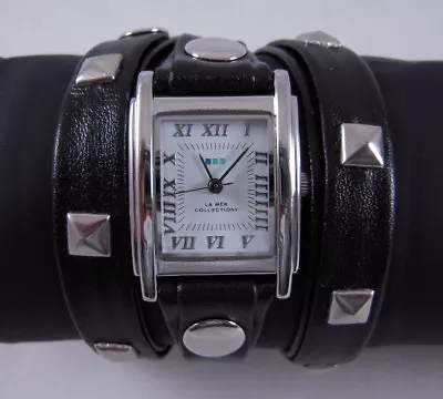 LA MER Watch Silver- Pyramid Stud Leather Wrap Watch  • $98.10