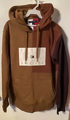 Tommy Hilfiger Men's Fleece Brown Pullover Hoodie Sweatshirt Size Large. MNS4 • $19.99