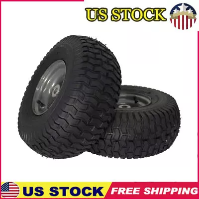 2-Pack Mower Front Tire Set Replacement 15x6.00-6  Solid Dark Gray Steel Wheels • $75.36