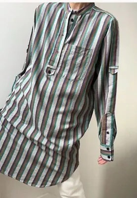 ISABEL MARANT KAFTAN GREEN STRIPE Shirt Top Tunic Dress  40 • $19.99