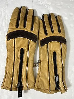 Vintage Tourmaster Size Small Tan Driving Gloves Zip Up Leather Long Past Wrist • $35