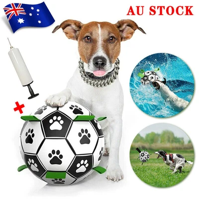 $15.88 • Buy Interactive Pet Football Dog Toys Grab Tabs Outdoor Training Soccer Chew Balls  