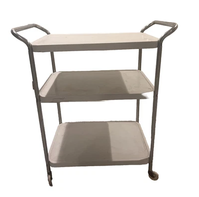 $24 • Buy Vintage Cosco Cart 3 Tier Shelf Chrome Handled Metal Utility Cart