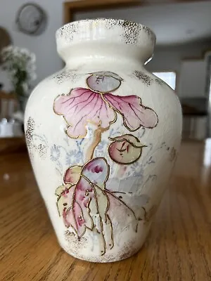 Antique ROYAL BONN Franz A Mehlem Porcelain Vase Pink Floral Gold Germany 7” • $26