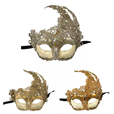 Venetian Goddess Masquerade Mask Macrame Lace & Rhinestones • $13.99