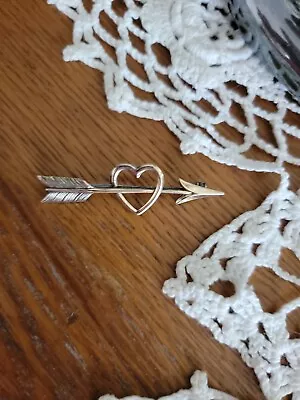 Vintage Symmetallic Heart Arrow Sterling Silver And 14k Gold Filled Pin  • $29.99