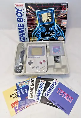 Nintendo Original Game Boy - Grey - Complete In Box With Tetris - Tested Working • $300