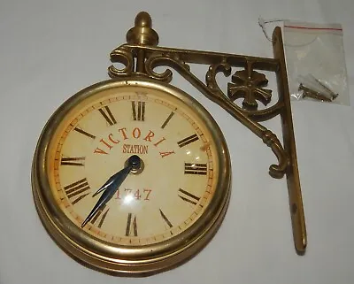 Victoria Station 1747 Clock Antique Brass Single Sided Railway Clock Wall Decor • $35