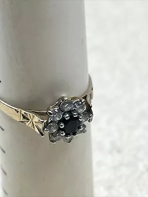 9ct Gold Ring With Cubic Zirconia Stones Black Centre Stone Size T  • £59.99