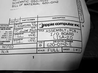 £28.80 • Buy Apple Lisa 2/10 I/O Board - PCB Assembly Schematic - 24  X 36 