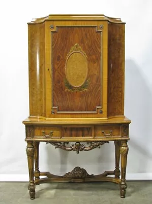 Antique Cabinet-On-Stand (Liquor) By High-End Maker Robert Irwin; Hand Painting • $2450