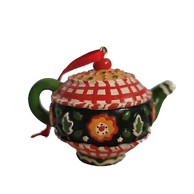 Mary Engelbreit Teapot Christmas Tree Ornament Green And Red.vintage  • $9.90