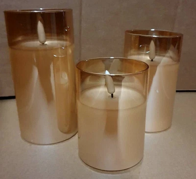 £13.99 • Buy Flickering LED Candles Set Of 3 Flameless Pillar Battery 20% Real Wax 7502
