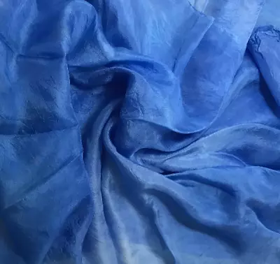 Hand Dyed Periwinkle Blue China Silk HABOTAI Fabric • $11.99