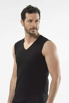 £13.95 • Buy Cacharel Mens V Neck Sleeveless Lycra Cotton Ribbed Vests Tank Top