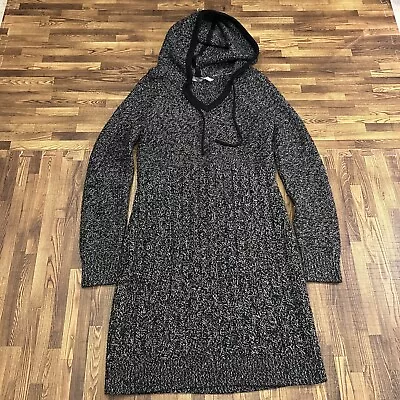 Athleta Marl Borealis Hoodie Sweater Dress Black Gray Merino Wool XS EUC • $49.99