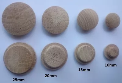 £3.49 • Buy SOLID WOOD Oak Rounded Plugs Cover Caps Mushroom Sizes HOLE Press Fit In Wooden