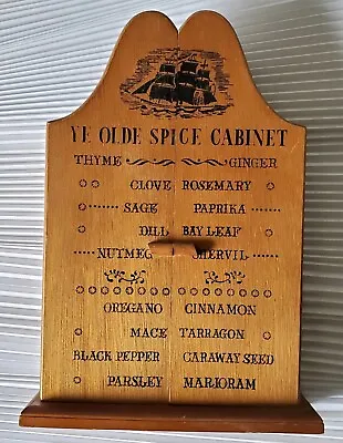 Vintage “Ye Olde Spice Cabinet” Wooden Spice Wall Unit With 4 Bottles Nautical • $27