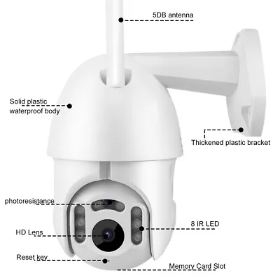 720P Outdoor Waterproof WiFi IP CCTV PTZ Dome Security Camera For BGS • £41.62