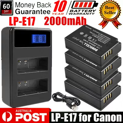 LP-E17 Battery & USB Charger For Canon EOS M3 M5 M6 77D 750D 760D 800D Cameras • $38.99