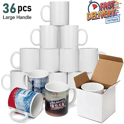 £47.99 • Buy 36X Sublimation Mugs 11oz Heat Press White Large Handle Mug ORCA Coated Gift Box