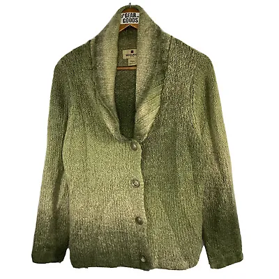 $24.95 • Buy Woolrich Shawl Collar Cardigan Sweater Green Knit Acrylic Wool Button Up Ombre L