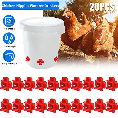 20Pcs Poultry Water Nipples Drinker Chicken Hen Quail Automatic Drinking Device • $12.48