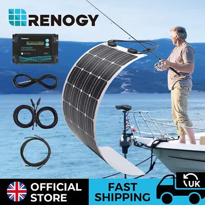 Renogy 50W 100W 200W Solar Panel Kit 12V Flexible Marine + Waterproof Controller • £179.99