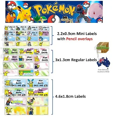 Pokemon Vinyl Personalised Name Label Sticker School Book Boy Tag Pikachu Go • $3.47