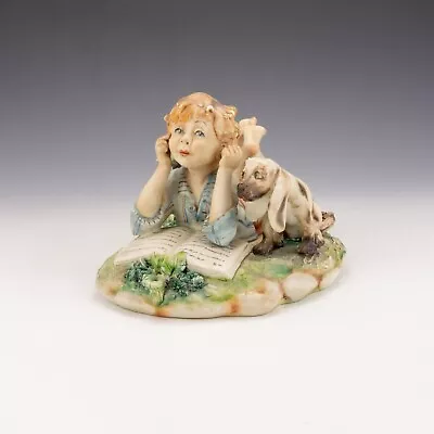 Vintage Naples Capodimonte Porcelain - Boy & Puppy Dog Reading -  Signed Milio • £19.99