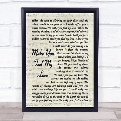 Make You Feel My Love Script Quote Song Lyric Print • £54.95