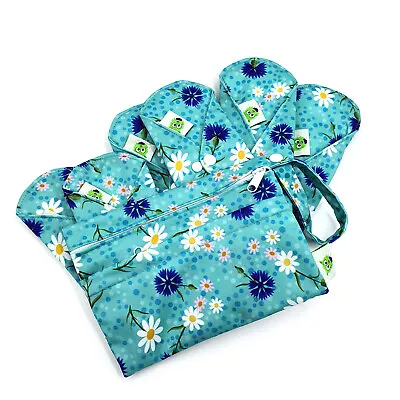 £32.47 • Buy Cloth Menstrual/ Maternity Pads Bamboo Charcoal  Trial Pack -Blue Daisy