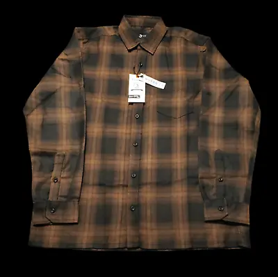 Triveni Black  Brown  Ombre Shirt Old School Og Lowrider Chicano Biker Flann • $42.95