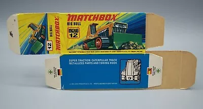 “matchbox” Mb-12 Big Bull Bulldozer  **near Mint Unfolded I-type Box Only** • $19.95