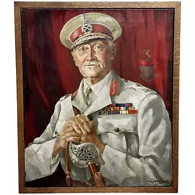 Oil Painting Military Portrait Major General British Indian Army Officer C1940 • £2600