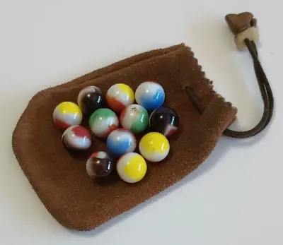 Vintage Marbles Bag Scottish Isles Highlander Leather Draw String Pouch • $20