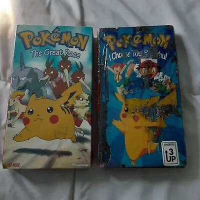 Pokemon I Choose You Pikachu/ The Great Race Vhs Sealed 1998-1999 • $36.25
