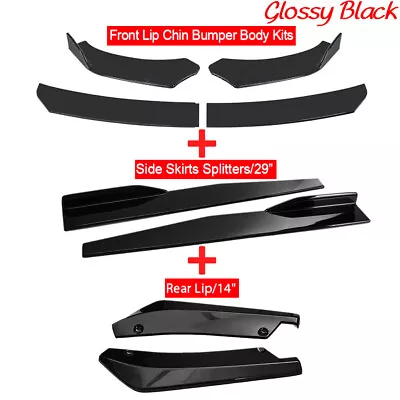 $34.69 • Buy Universal Car Front Rear Bumper Lip Spoiler Diffuser Body + Side Skirt Splitter