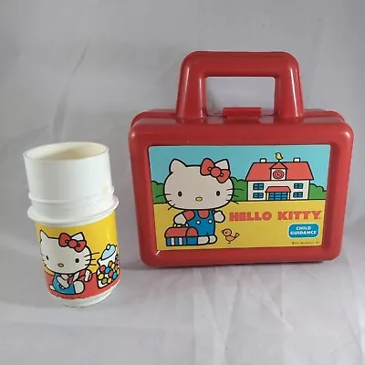 Vintage 1983 Sanrio HELLO KITTY Red Graphic Plastic Children's Lunchbox RARE 76' • $39.99