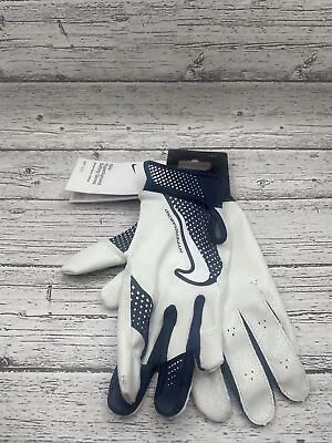 Nike Hyperdiamond Batting Gloves Womens Large White/Midnight Navy • $18