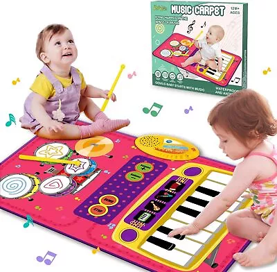 Kids Children Interactive Baby Piano And Drum Music Mat Musical Toys For Toddler • $10.91